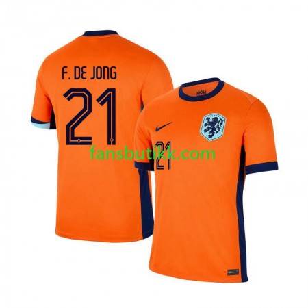 Fotballdrakt Nederland Frenkie de Jong 21 Hjemmetrøye Euro 2024 Kortermet